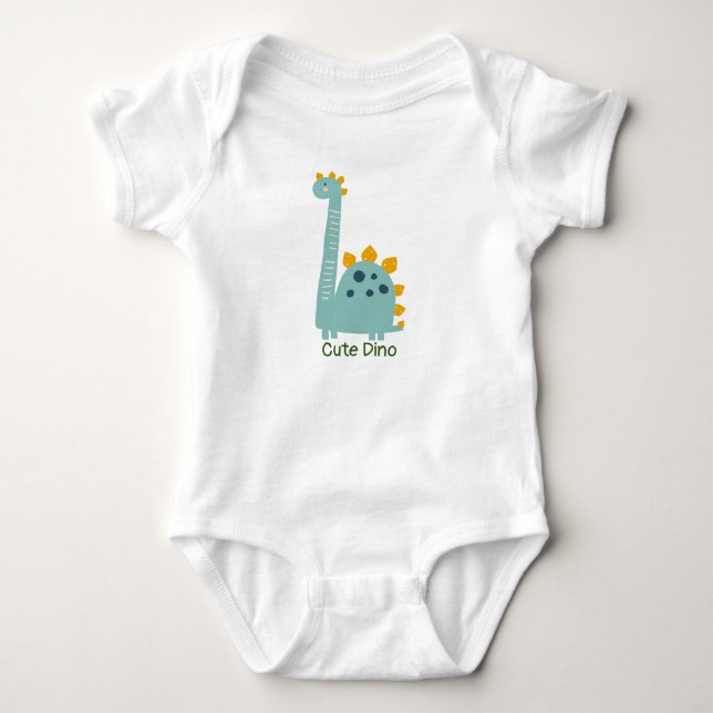 Body Para Bebê Macacão de Bebê Personalizado Dino Fofo (Frente)