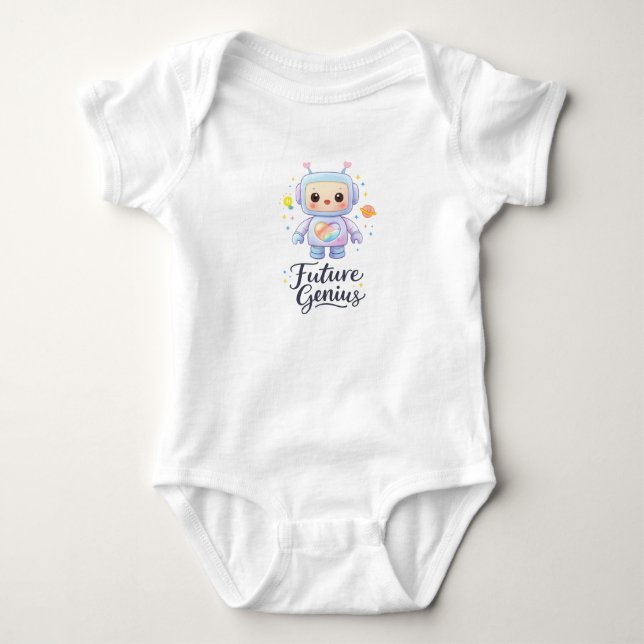 Body Para Bebê Macacão de Bebê Robô Astronauta Gênio do Futuro (Frente)