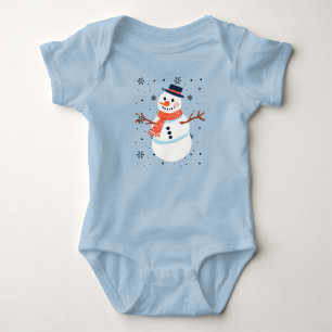 Body Para Bebê Macacão de Natal com flocos de neve e boneco de ne