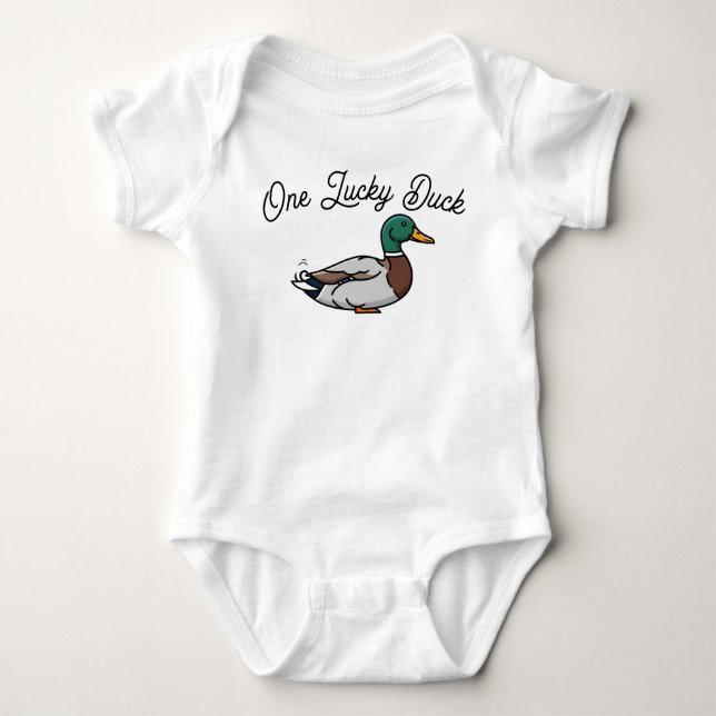 Body Para Bebê macacão de pato mallard One Lucky Duck (Frente)