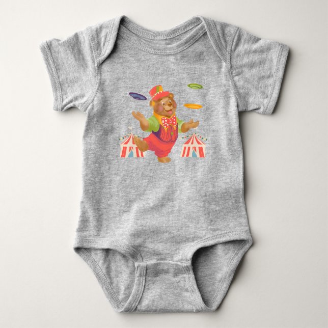 Body Para Bebê Macacão de Urso de Circo Infantil Fofo (Frente)