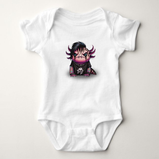 Body Para Bebê Macacão do Axolote Gótico, Bodysuit de Bebê (Frente)