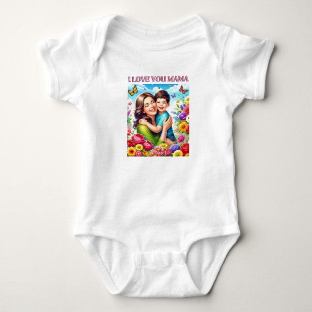 Body Para Bebê MACACÃO Eu amo você mamãe (Frente)