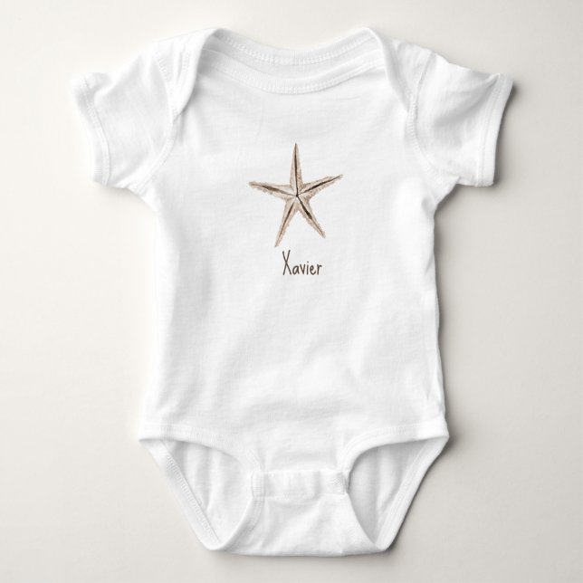 Body Para Bebê MACACÃO PERSONALIZADO COM Aquarela DE ESTRELA DO M (Frente)