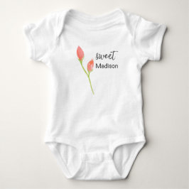 Body Para Bebê macacão PERSONALIZADO COM ROSA EM Aquarela