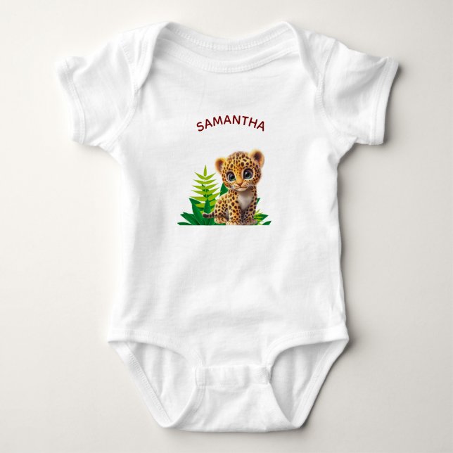 Body Para Bebê Macacão Personalizado de Bebê Leopardo Presente da (Frente)