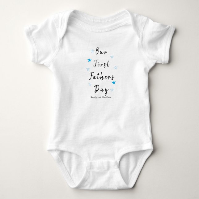 Body Para Bebê Macacão Personalizado Estrela Azul | 1º Dia dos Pa (Frente)