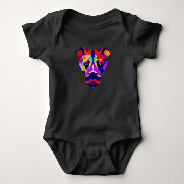 Body Para Bebê macacão preto de bebê do cachorro de Alexander (Frente)