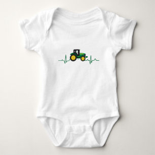 Body Para Bebê Macacãozinho Coração Batendo Trator Verde