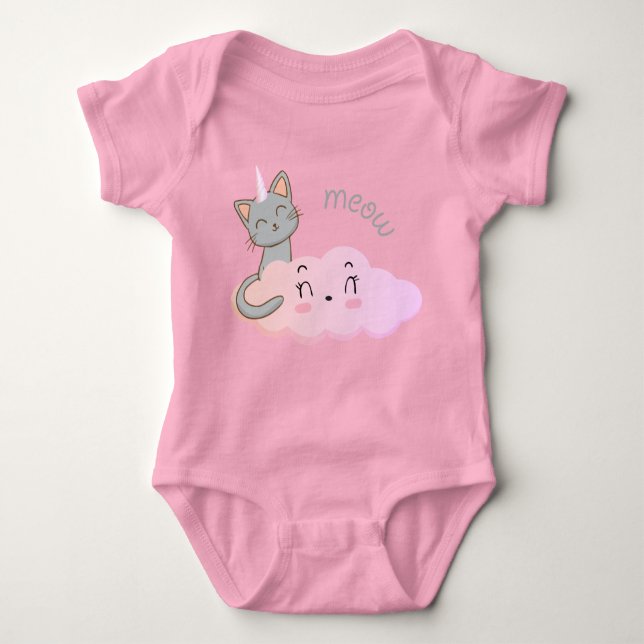 Body Para Bebê macacãozinho unicat cloud meow para bebê (Frente)