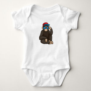 Body Para Bebê Macaco com óculos de sol