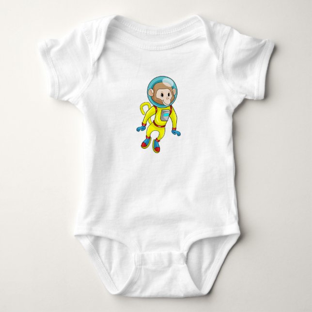 Body Para Bebê Macaco como astronauta (Frente)