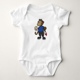 Body Para Bebê Macaco como Pintor com Pintura e Pincel