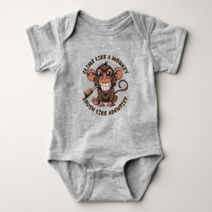 Body Para Bebê Macaco de Cartoon Reproduzido  