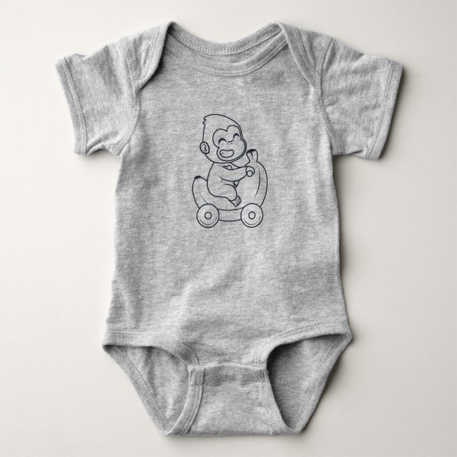 Body Para Bebê macaco giro (Frente)