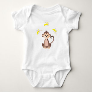 Body Para Bebê Macaco malabarizando Bananas, animal selvagem