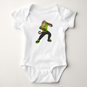 Body Para Bebê Macaco no beisebol com bastão de beisebol