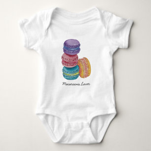 Body Para Bebê Macarões Arco-Íris Bonitos Em Aquarela