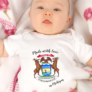 Body Para Bebê Made with Love in Michigan / flag, State USA