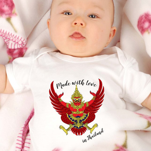 Body Para Bebê Made with Love in Thailand / Thai flag (Criador carregado)