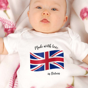 Body Para Bebê Made with Love in United Kingdom / British Flag