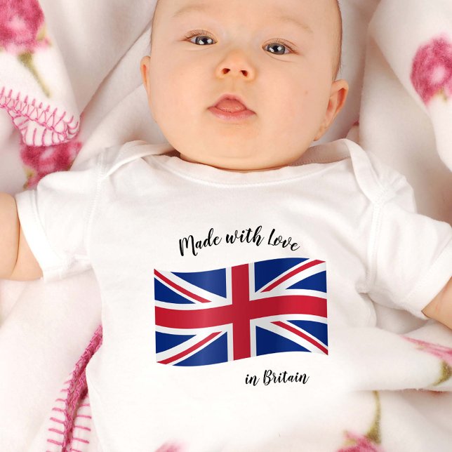 Body Para Bebê Made with Love in United Kingdom / British Flag (Criador carregado)