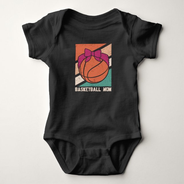 Body Para Bebê Mãe de BASQUETE | Desenho de Basquete Bonito (Frente)