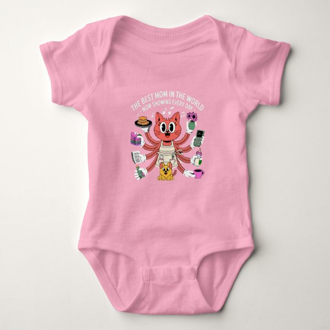 Body Para Bebê Mãe de Gato Divertida e Multitarefa A Melhor Mãe (Frente)