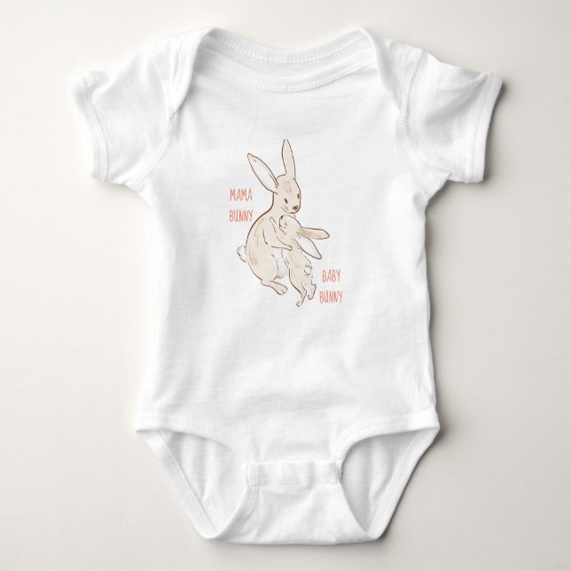 Body Para Bebê Mãe e Design do Bebê Bunny (Frente)