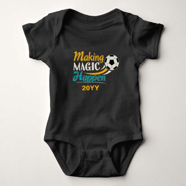 Body Para Bebê Magia do Fazer de futebol acontece (Frente)