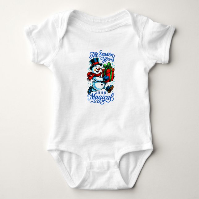 Body Para Bebê Magical Snowman Christmas Cute Festive (Frente)
