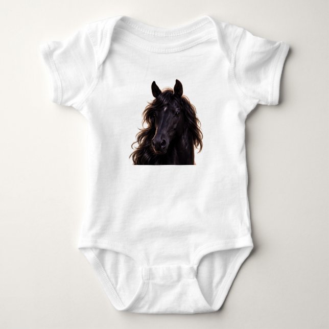 Body Para Bebê Magnífico Garanhão Preto (Frente)