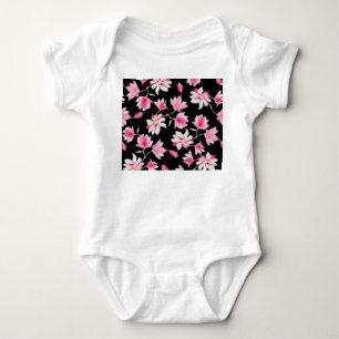Body Para Bebê Magnolia Romântica: Negra Aquarela