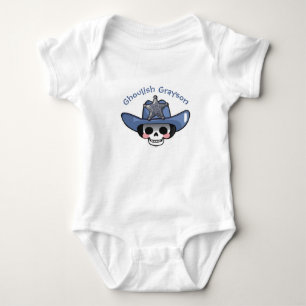 Body Para Bebê Malandro Halloween, Skeleton Cowboy Bodydress