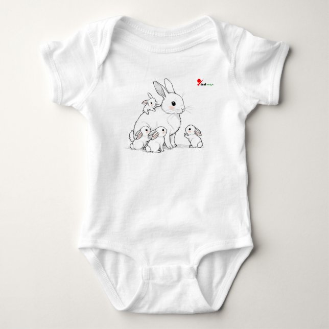 Body para Bebê Mama Bunny & Bebês (Frente)