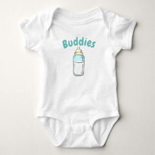 Body Para Bebê mama de garrafa de bebê fofa dupla amigos