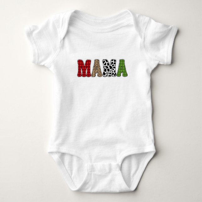 Body Para Bebê Mama Natal Xadrez Desenho (Frente)