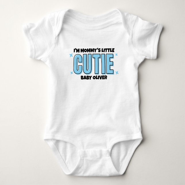 Body Para Bebê Mamãe Azul Pequena Cutie Personalizada (Frente)