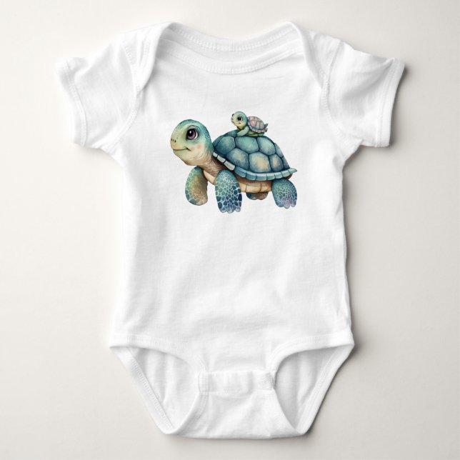 Body Para Bebê Mamãe E Tartaruga-De-Tartaruga-De-Corte (Frente)