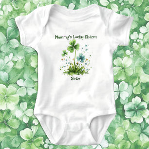 Body Para Bebê Mamãe Lucky Charm Shamrock Rua Patricks