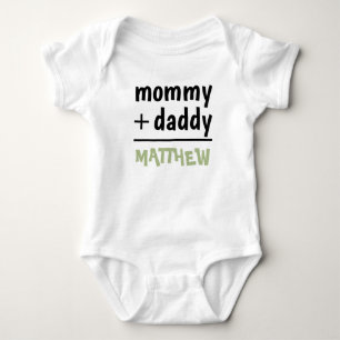 Body Para Bebê Mamãe Pai Baby Green Black Text Boy Personalizado