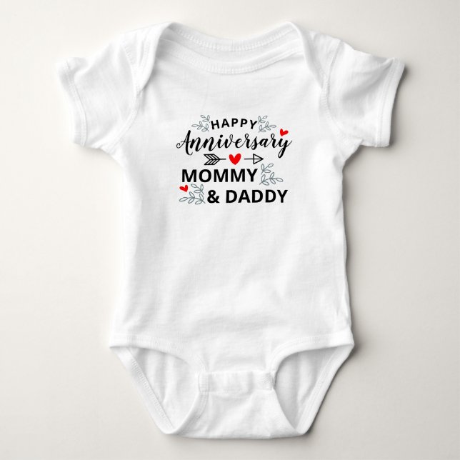 Body Para Bebê Mamães e Pais de Feliz Aniversário Personalizados (Frente)
