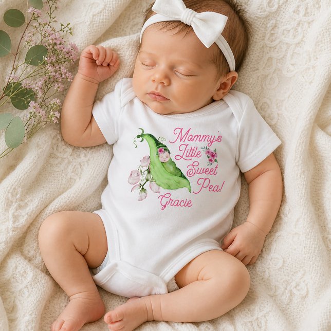 Body Para Bebê Mamãe's Pequeno Bebê Ervilha Doce (Mommy's Little Sweet Pea Baby Bodysuit)
