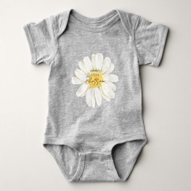 Body Para Bebê Mama's Little Blossom Cute Daisy Cinza (Frente)