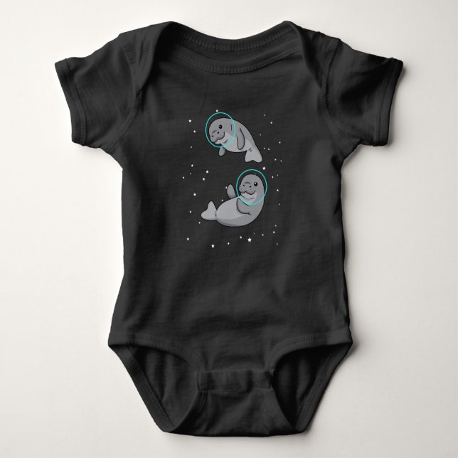 Body Para Bebê Manatee - Astronauta Gift Mulheres Manatee Espacia (Frente)
