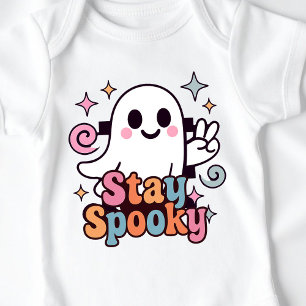 Body Para Bebê Mantenha-se assustado, Fantasma Fantasma Retro Pas