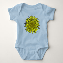 Body Para Bebê Mão De Girassol Amarelo Amarelo Floral Desenhada
