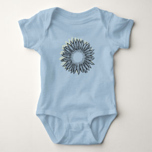 Body Para Bebê Mão De Girassol Russo Floral Desenhada