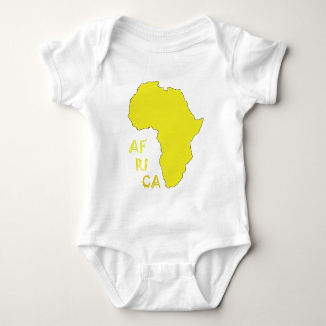 Body Para Bebê Mapa Africano Amarelo Funky (Frente)