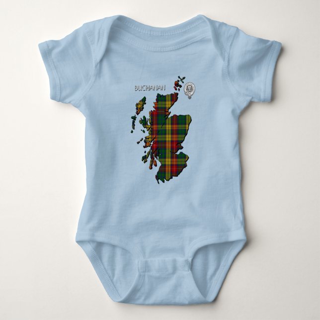 Body Para Bebê Mapa do Clan Buchanan Crest & Tartan (Frente)